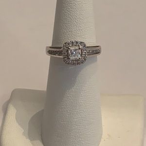 Cubic Zirconia Sterling Ring Square Bling Sz 7